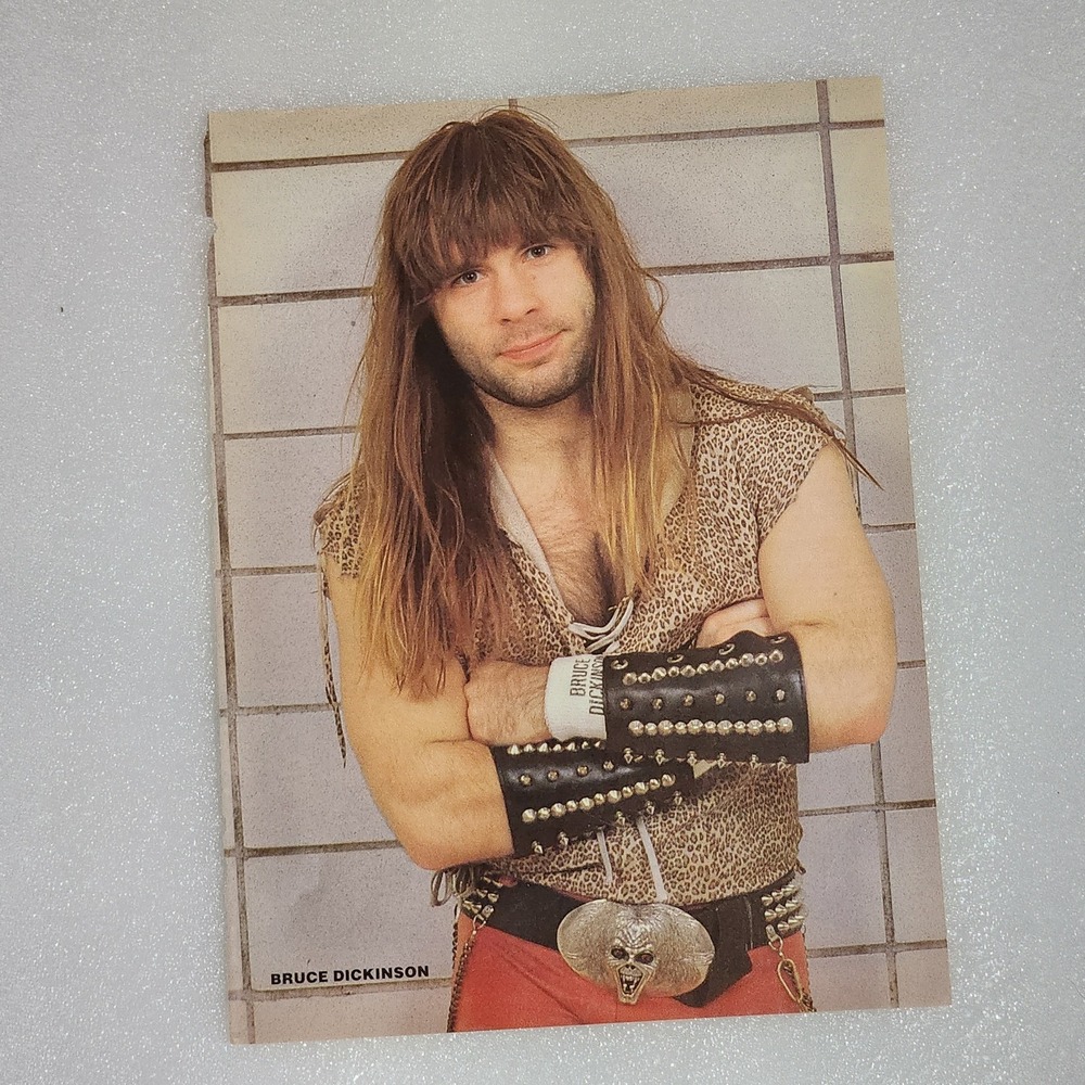 Bruce Dickinson Iron Maiden Vintage Poster Clipping 8x10 1980s Metal Memorabilia